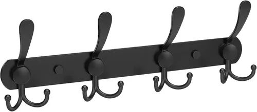 Miniatura 21 de YUNISS Perchero montado en la pared, 3 ganchos triangulares de acero inoxidable para abrigos, sombreros, batas, toallas en recibidor y entrada Negro