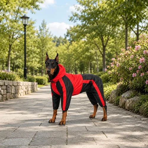 Miniatura 9 de Ropa para mascotas, ropa para perro, ropa para lluvia, nieve, impermeables, cuatro patas, impermeable para perros pequeños, medianos, grandes, Rojo