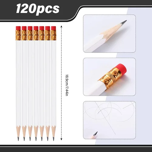 Miniatura 3 de TecUnite 120 piezas de lápices #2 HB con goma, lápices de madera hexagonales sin afilar número 2 para adultos, regalos para escuela, examen, arte