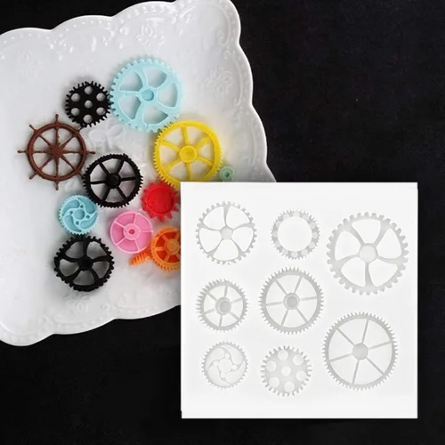 Miniatura 5 de Moldes de fondant, moldes de silicona con forma de neumático de rueda, moldes de chocolate para fondant para decoración de pasteles (gris claro)
