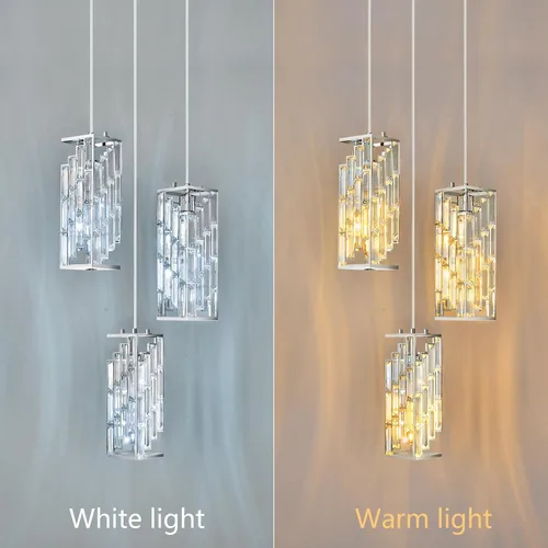 Miniatura 8 de Iluminación Colgante de Cromo, Luz Colgante Moderna, Mini Candelabros de Cristal, Accesorio de Luz Colgante Ajustable para Isla de Cocina, Comedor