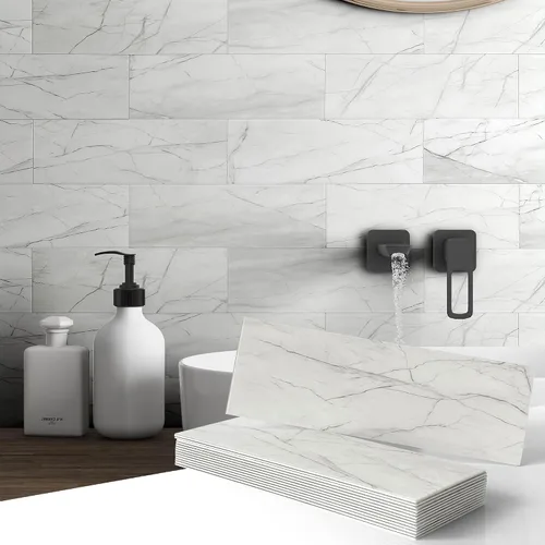 Miniatura 9 de VAOVI Azulejos de cocina para salpicaduras de despegar y pegar, calcomanías de pared de baño, azulejos de mármol para salpicaduras individuales
