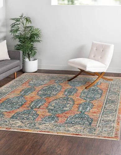 Miniatura 27 de Unique Loom Lola Collection - Alfombra de área, negrita (octágono de 5 pies 1 pulgada, azul/azul claro)