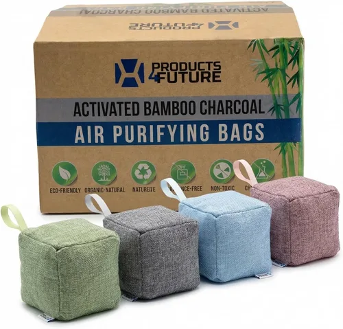 Miniatura 10 de Paquete de 4 bolsas purificadoras de aire de carbón de bambú activado naturalmente Bolsa desodorante natural para el hogar Bolsa de carbón