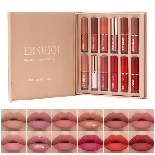 Miniatura 2 de Juego de 12 lápices labiales líquidos mate + rotuladores de labios, 6 lápices labiales mate con 6 delineadores de labios suaves a juego, 6 lápices
