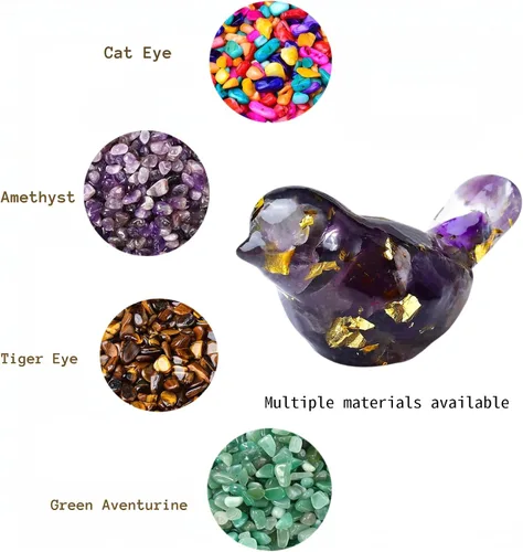 Miniatura 3 de 10PCS Crystal Bird Figurines Mini Resin Animal Statues Small Decorative Glass Birds for Home Decor Fairy Garden Supplies Unique Gifts for Women and