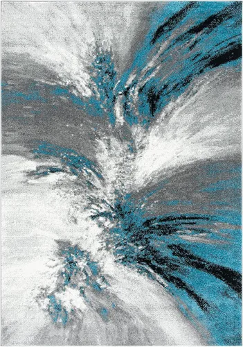 Miniatura 4 de SAFAVIEH Glacier Collection GLA127M - Alfombra moderna abstracta que no desprende pelusa, para sala de estar o dormitorio, 4 x 6 pies, azul/gris