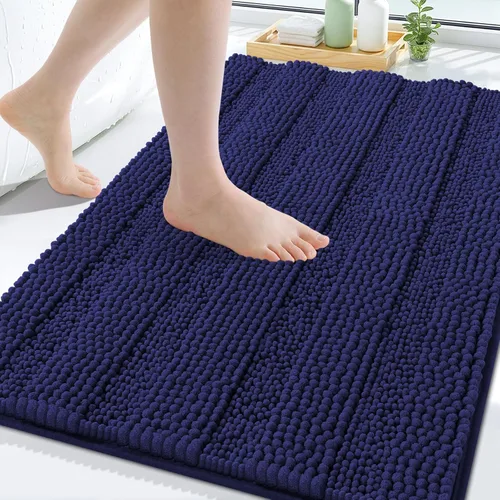 Miniatura 79 de Grandaily Alfombras de baño de felpilla a rayas de 24 x 16 pulgadas, extra gruesas y suaves, absorbentes, parte trasera de goma, alfombra de ducha