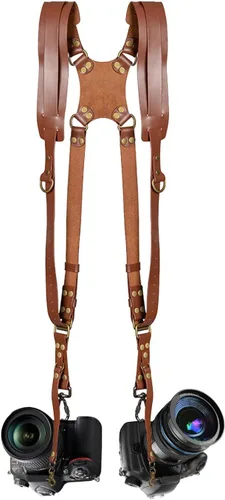 Miniatura 9 de Jumyee Double Camera Harness for 2 Cameras, Adjustable Dual Shoulder Leather Camera Strap for DSLR/SLR