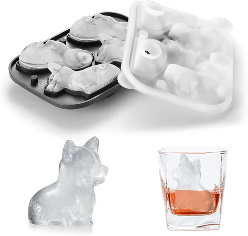 Miniatura 7 de Nax Caki Bulldog Gifts - Molde para cubitos de hielo 3D Bulldog con formas divertidas, molde de hielo grande de 2.4 pulgadas, bandejas de cubitos