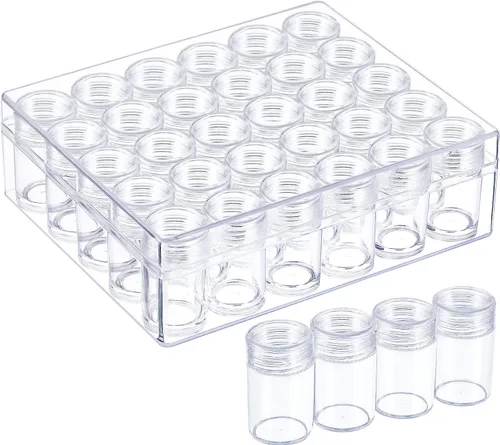 Miniatura 7 de Blulu Organizador de cuentas de 30 rejillas, contenedores de cuentas de arte de diamantes con tapa, plástico transparente, pequeños frascos