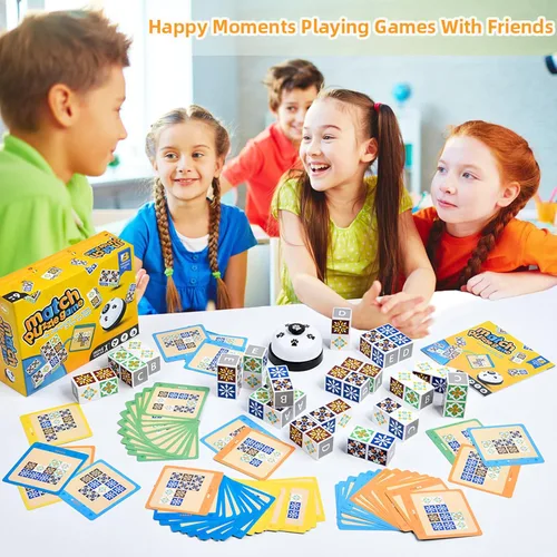 Miniatura 3 de varbertos Juego de rompecabezas de madera a juego, rompecabezas de bloques de patrón de bloques de construcción con campana para niños y adultos