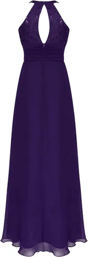 Miniatura 2 de CHICTRY Vestido largo de gasa para dama de honor con encaje floral para fiesta de noche