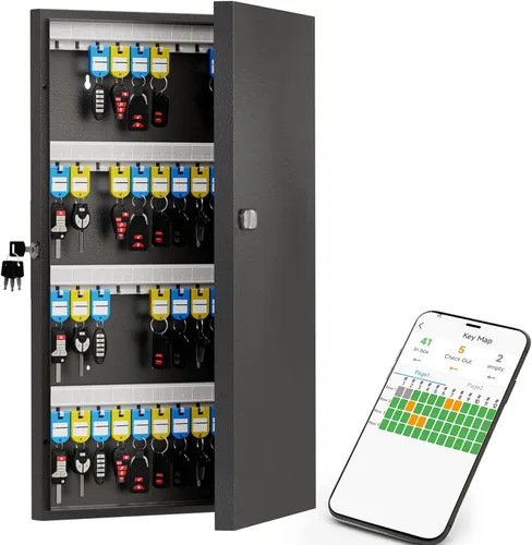 Miniatura 11 de WeHere Caja de bloqueo de llave inteligente de 120 teclas para montaje en pared, gabinete de llaves comercial con aplicación, teclado, Bluetooth