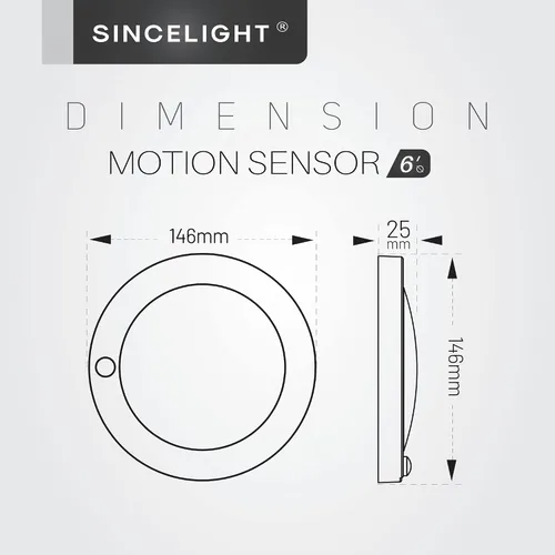 Miniatura 4 de SINCELIGHT PIR - Lámpara de techo LED con sensor de movimiento de 7 W (Φ6 pulgadas/5.748 in), encendido/apagado automático, activación por Blanco