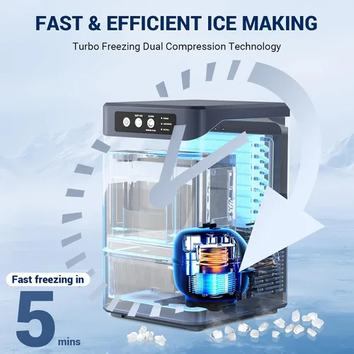 Miniatura 2 de Máquina de hielo de pepita, 44 libras/24 horas con tanque de 0.8 galones, hielo de pellets masticables suaves listos en máquina de hielo portátil