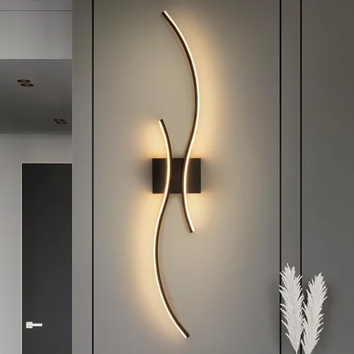Miniatura 17 de CANEOE Moderna lámpara LED de pared, 39 pulgadas, aplique de pared LED negro para interiores, accesorios de tocador de baño sobre espejo para sala