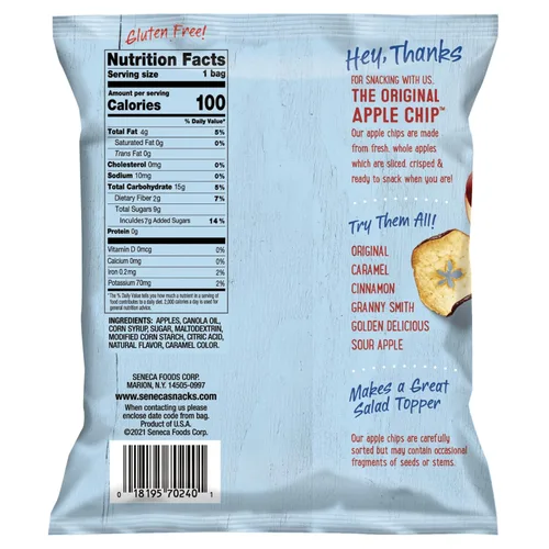 Miniatura 3 de Seneca Chips de manzana de caramelo Hecho de manzanas frescas 100% manzanas rojas deliciosas Huertos de Yakima Valley Perfección de manzana
