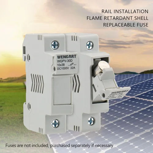 Miniatura 7 de Wengart Portafusibles solares fotovoltaicos de CC de 1 polo, 1000 V, montaje en riel DIN de 32 A para fusible gPV de 0.394 x 1.496 in, terminales
