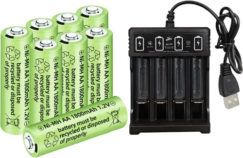 Miniatura 8 de 12 baterías recargables AA Ni-MH de 1.2 V 1800 mAh para micrófonos inalámbricos, juguetes eléctricos, ratones remotos, calculadoras, maquinillas
