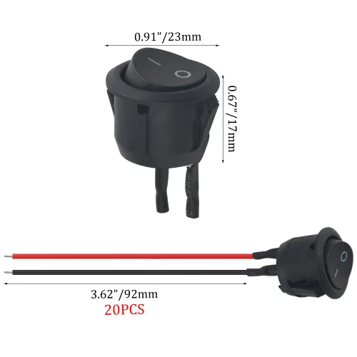 Miniatura 5 de 20 interruptores basculantes redondos de encendido y apagado de 2 pines SPST para barco, AC 6A/125V 10A/250V con cable pre-soldado para automóvil