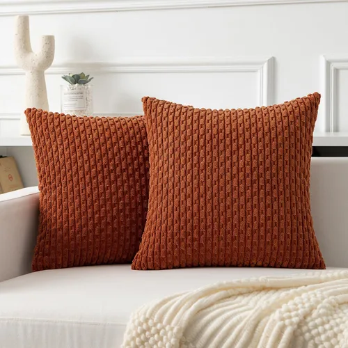 Miniatura 51 de Kevin Textile - Juego de 2 fundas de almohada decorativas de pana de 22 x 22 pulgadas, suaves, estilo bohemio, a rayas, decoración moderna del hogar