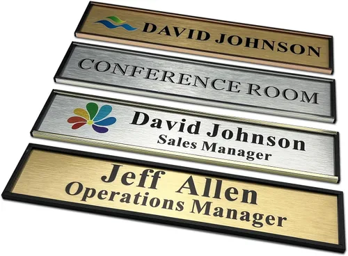 Miniatura 4 de Placa de nombre personalizada para puerta o pared, placas de nombre de aluminio para oficina personalizadas de 2 * 10 pulgadas con dos líneas