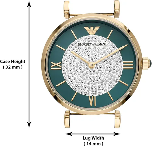 Miniatura 7 de Emporio Armani Reloj de vestir de acero inoxidable para mujer, verde (GREEN Leather), Reloj de cuarzo