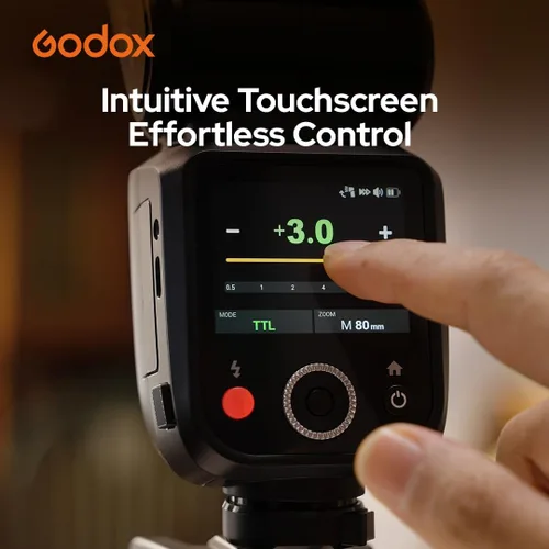 Miniatura 5 de Godox Flash V100-F para cámara Fuji,Cámara de cabeza redonda Flash Speedlite,TTL Pantalla táctil 2.4G Sistema inalámbrico X para Fuji
