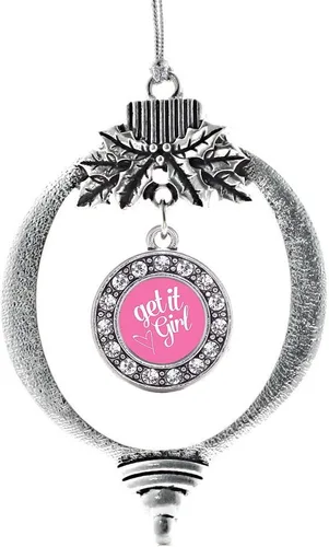 Miniatura 117 de Inspired Silver - Twin One - Adorno festivo de Navidad de plata - Adorno festivo de árbol de Navidad con dije de círculo y circonita cúbica