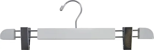 Miniatura 9 de Elegante colgador de madera con perfil bajo y clips ajustables extragrandes, perchas para pantalones o faldas con gancho giratorio cromado de 360