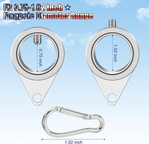 Miniatura 4 de Anillos giratorios de asta de bandera de 1 pulgada, clips giratorios de aleación de aluminio anti-envoltura de 360°, anillos giratorios de montaje