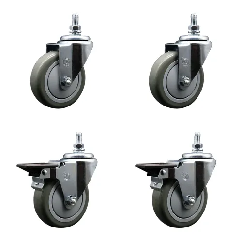 Miniatura 32 de Rueda giratoria de poliuretano con vástago roscado con rueda gris de 3 x 1.25 pulgadas y vástago de 1/2 pulgada - Capacidad de 300 libras/ruedas