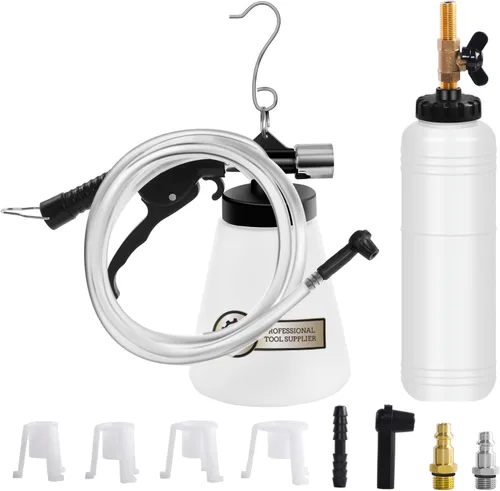 JIFETOR Kit de Herramienta Neumática de Purga de Líquido de Frenos y Embrague al Vacío, Juego de Cambio de Aceite de Frenos para Automóvil, Camión y