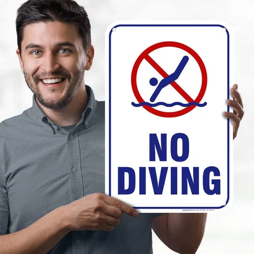 Miniatura 2 de Señal de no buceo, 12 x 18 pulgadas, HDPE de 55 mil de grosor (polietileno de alta densidad), fabricado en Estados Unidos por My Sign Center