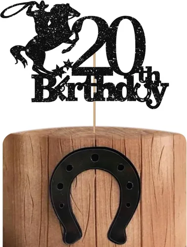 Adorno para pastel de vaquero de 20 cumpleaños, decoración de pastel de 20 cumpleaños para hombres, decoración de pastel de 20 cumpleaños para
