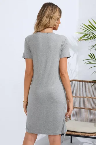 Miniatura 5 de Sosolism 4 in 1 Women's Maternity Nursing Dress for Breastfeeding Short Sleeve Side Drawstring Top