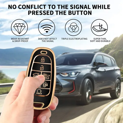 Miniatura 5 de MILD EAST Para Hyundai Funda para llavero Compatible con 7 botones 2023 2022 2021 2020 Hyundai Sonata Santa Fe Tucson Funda para llavero de TPU, A