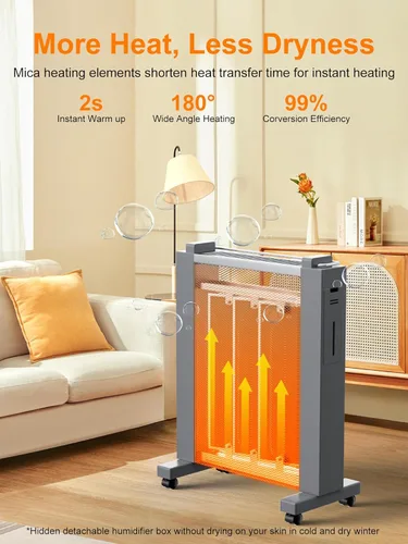 Miniatura 5 de Uthfy Calentadores de espacio de convección de 26 pulgadas para uso en interiores, calentador eléctrico de 1500 W para habitaciones grandes