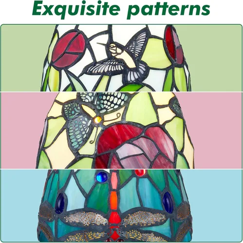 Miniatura 3 de Lámpara de mesa con diseño de libélula, pequeña lámpara de mesa estilo Tiffany Rsbrillialite Small Tiffany Lamp, Dragonfly Stained Glass Table