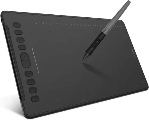 HUION Inspiroy H1161 Tabletas de dibujo gráfico, tira táctil y tableta de boceto de presión 8192 con lápiz capacitivo sin batería, 10 teclas de