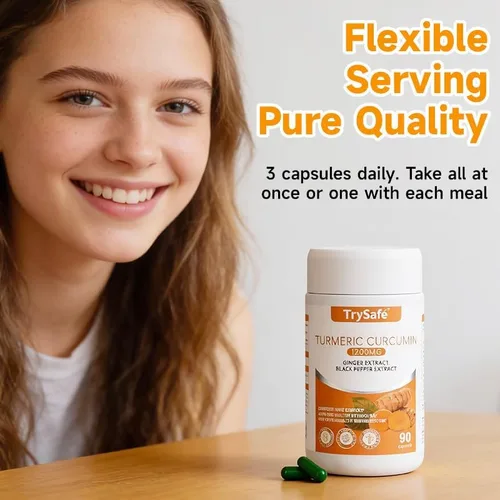Miniatura 8 de Suplemento de curcumina de cúrcuma 3 en 1 de 1200 mg con 90 mg de jengibre y 6 mg de extracto de pimienta negra, mezcla patentada de complejo