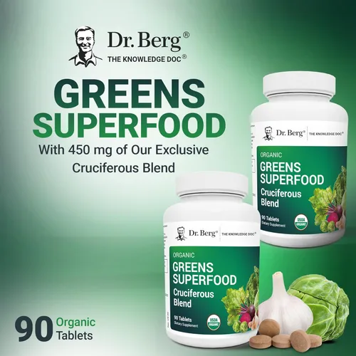 Miniatura 4 de Dr. Berg's Greens Superfood Tabletas de verduras crucíferas – Suplementos vegetales para adultos con 11 fitonutrientes súper verdes – Tabletas