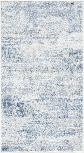 SAFAVIEH Amelia Collection ALA700A - Alfombra decorativa de 2'2" x 4', diseño moderno abstracto, color marfil y azul, no desprende pelusa y de fácil