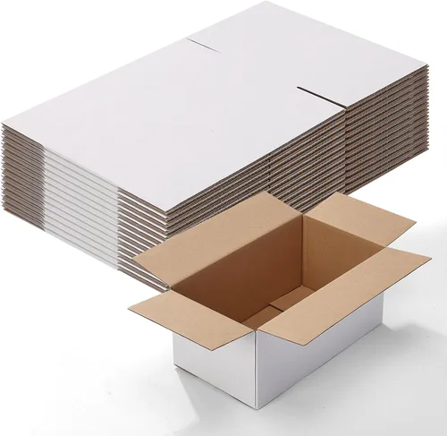 Miniatura 18 de Calenzana Juego de 40 Cajas de Envío 8x6x6, Caja de Cartón Corrugado Blanco para Envío, Embalaje de Regalos, Pequeña Empresa