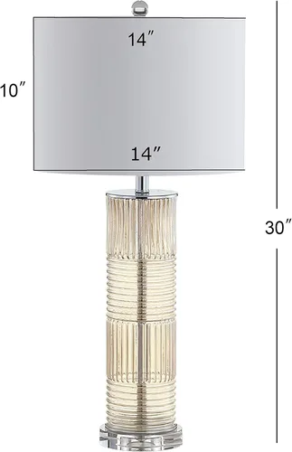 Miniatura 3 de JONATHAN Y Lámpara de mesa de cristal champán y cristal, lámpara de pilar de transición contemporánea para sala de estar, dormitorio, pantalla