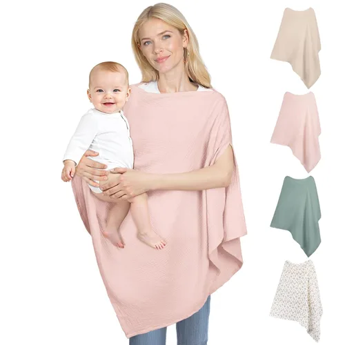 Miniatura 13 de Muslin Cobertura de Lactancia para Amamantar, Cobertura de Pecho de Algodón Suave y Transpirable para Mujeres, Cobertura de Lactancia con Total Verde