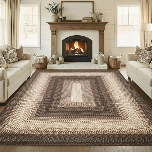 Miniatura 85 de Alfombra ovalada trenzada gris humo de 20 x 30 pulgadas, lavable para interiores y exteriores, decoración campestre para cocinas y entradas
