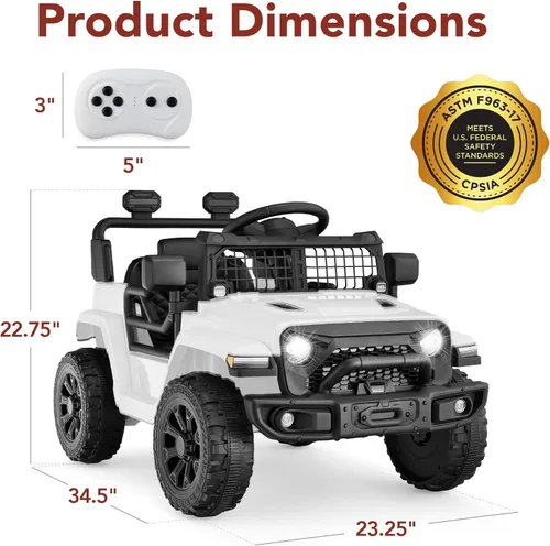 Miniatura 7 de Productos de la mejor elección Camión mini de paseo para niños de 6 V, coche eléctrico de juguete con control remoto para padres, suspensión de 4