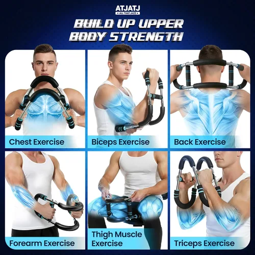 Miniatura 3 de Entrenador de brazo Twister de 3 niveles (50-100 libras), equipo de entrenamiento ajustable para pecho y bíceps para hombres, equipo de gimnasio